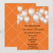 FUN BALLOON BRIGHT ORANGE BIRTHDAY GRID EINLADUNG (Vorne/Hinten)