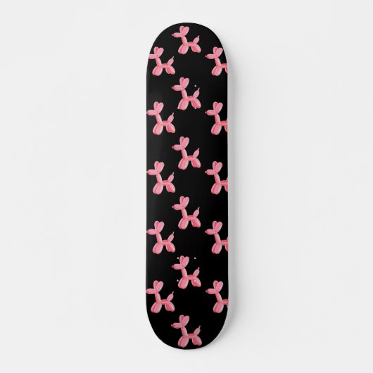 Fun Balloon Dog Pink Black Pattern Skateboard (Vorne)