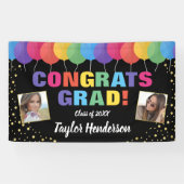 Fun Balloons Gold Confetti Grad Fotos Abschluss Banner (Horizontal)