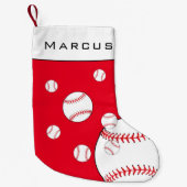 Fun Baseball Balls Red Boy's Name Kids Kleiner Weihnachtsstrumpf (Vorderseite)