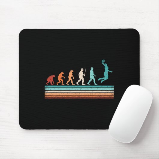 Fun Basketball Evolution Retro Basketball Player Mousepad (Mit Mouse)