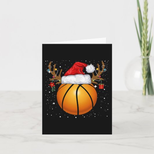 Fun Basketball Rentier Weihnachtsmannmütze Weihnac Karte (Vorderseite)