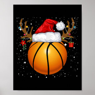 Fun Basketball Rentier Weihnachtsmannmütze Weihnac Poster