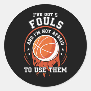 Fun Basketball Spieler Geschenk - Hoops 5 Fouls Runder Aufkleber