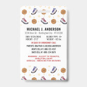 Fun Basketball Sport Custom Modernes Foto Kind ID Ausweis (Rückseite)