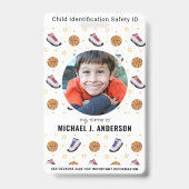 Fun Basketball Sport Custom Modernes Foto Kind ID Ausweis (Vorderseite)