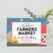 Fun-Bauer-Markt Gemüse Picknick Geburtstag I Einladung (Stehend Vorderseite)