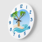 Fun Beach and Palm Trees Tropical Große Wanduhr (Winkel)