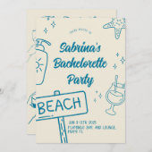 Fun Beach Bachelorette Wochenende Einladung (Vorne/Hinten)