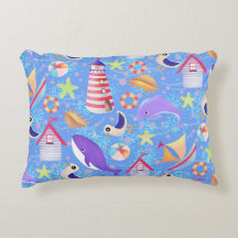 Fun Beach Blue Accent Pillow