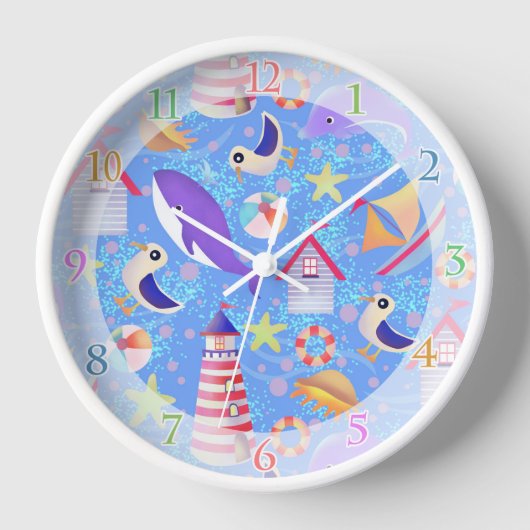 Fun Beach Blue Clock Uhr (Vorderseite)