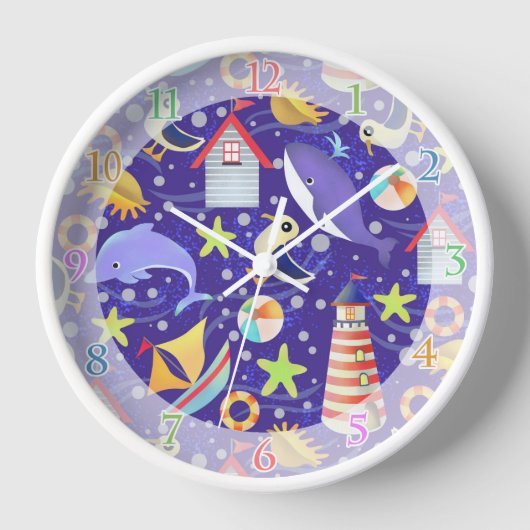 Fun Beach Blue Clock Uhr (Vorderseite)