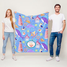 Fun Beach Blue Fleece Blanket