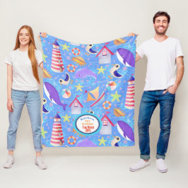 Fun Beach Blue Fleece Blanket