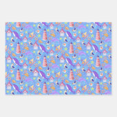 Fun Beach Blue Wrapping Paper Geschenkpapier Set (Vorderseite)