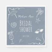 Fun Beach Doodle Illustrations Bridal Shower Serviette (Vorderseite)