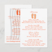 Fun Beach Flip Flops Orange Hochzeitreise Einladung (Vorne/Hinten)
