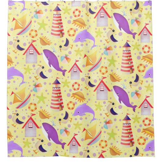 Fun Beach gelb Duschvorhang (Vorderseite)