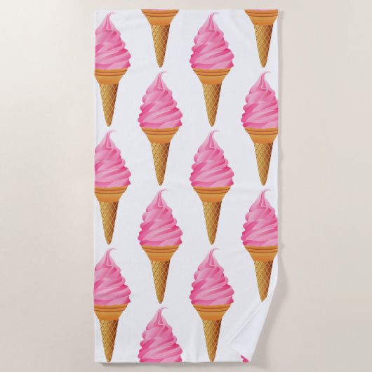Fun Beach Handtuch - Rosa Eiscreme (Vorderseite)