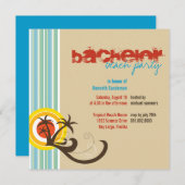 Fun Beach Holiday Bachelor Typ Party laden Einladung (Vorne/Hinten)