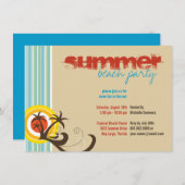 Fun Beach Holiday Palm Tree Sommerhotel Party Einladung (Vorne/Hinten)