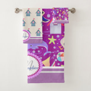 Fun Beach Magenta Badetuch Set