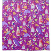 Fun Beach Magenta Duschvorhang (Vorderseite)