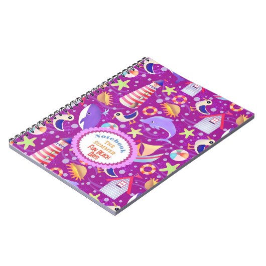Fun Beach Magenta Notebook Notizblock (Linke Seite)