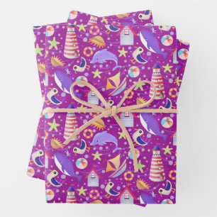 Fun Beach Magenta Wrapping Paper Geschenkpapier Set