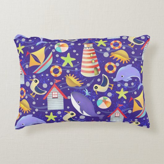 Fun Beach Navy Akzente Kissen (Vorderseite)