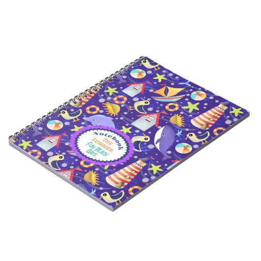 Fun Beach Navy Notebook Notizblock (Linke Seite)