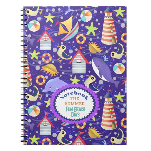 Fun Beach Navy Notebook Notizblock (Vorderseite)