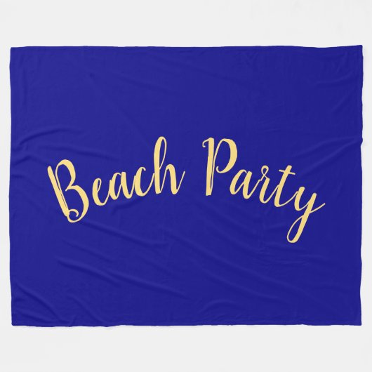 Fun BEACH PARTY Text Deep Royal Ocean Blue Fleecedecke (Vorderseite (Horizontal))