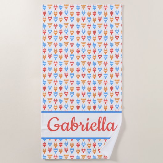 Fun Beach, Pool Party Chic Personalisierter Name G Strandtuch (Vorderseite)