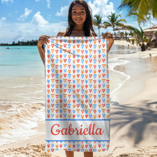 Fun Beach, Pool Party Chic Personalisierter Name G Strandtuch