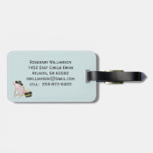 Fun Beach Scene Glam Palm Tree Monogram Name Gepäckanhänger (Rückseite horizontal)