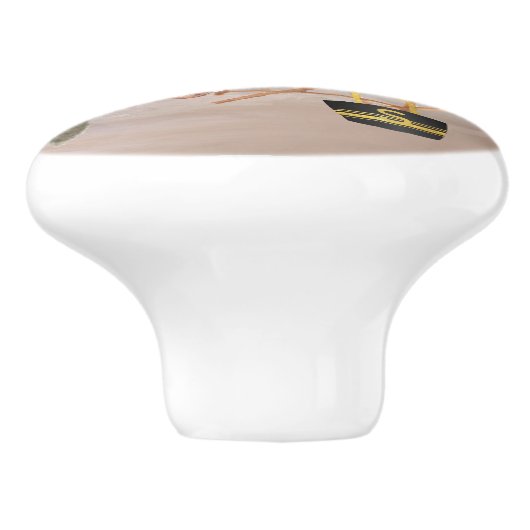 Fun Beach Scene Ocean Palm Tree Keramikknauf (Seitenansicht)