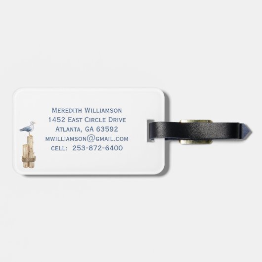 Fun Beach Summer Scene Ocean Monogram Gepäckanhänger (Rückseite horizontal)