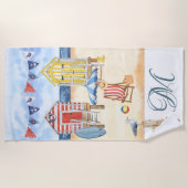 Fun Beach Summer Scene Ocean Monogram Strandtuch (Vorderseite)
