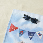Fun Beach Summer Scene Ocean Monogram Strandtuch (Beispiel)