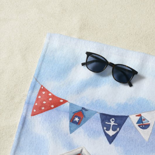 Fun Beach Summer Scene Ocean Monogram Strandtuch (Beispiel)