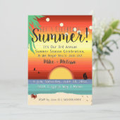 ☀️ 🌴 Fun Beach Sunset Tropical Summer Party Einladung (Stehend Vorderseite)