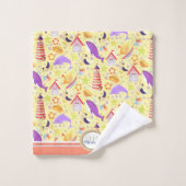 Fun Beach Yellow Bath Handtuch Set (Waschlappen)