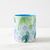 Fun Beach Zuhause Mermaid Schwanz Aquarelle Zweifarbige Tasse (Mittel)
