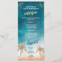 Fun Beachy Aquamarin and Gold Menu