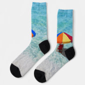 Fun Beachy Sandy Beach farbenfroher Regenschirm Socken (Linkes Detail)