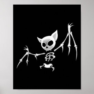 Fun Beängstigende Dunkelfliege Skelett T Halloween Poster