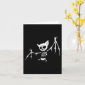 Fun Beängstigende dunkle Flying Skeleton Bat Hallo Karte (Gelbe Blume)