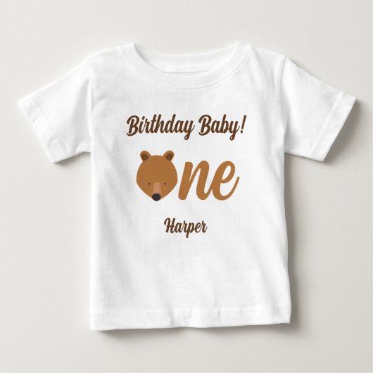Fun Bear First Birthday Baby T - Shirt (Vorderseite)