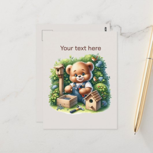 Fun Bear Gebäude individuell anpassbar Postkarte (Vorderseite/Rückseite Beispiel)